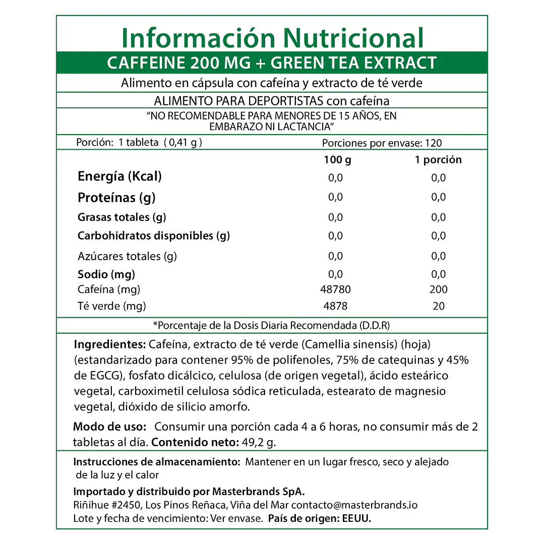 Cafeina + Te verde Nature´s Truth 6