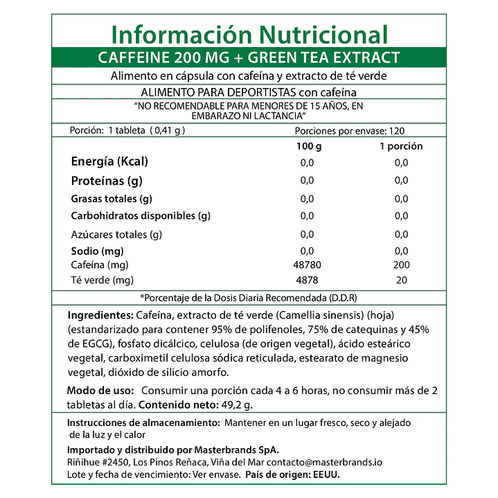 Cafeina + Te verde Nature´s Truth 6
