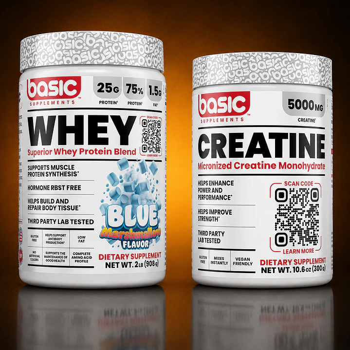CYBER: Proteina Whey BASIC Marshmalow 30 SERVICIOS + Creatina 300g 1