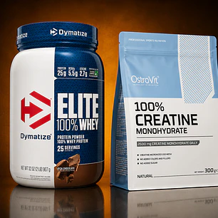 CYBER: Proteina Whey ELITE Chocolate Dymatize 25 SERVICIOS + Creatina 300g