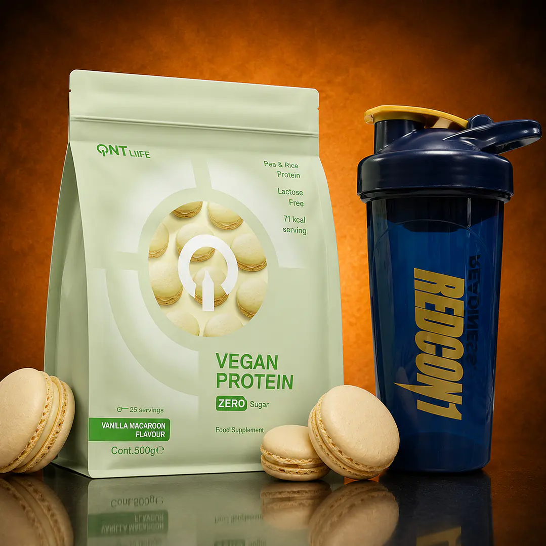 CYBER: Proteina Whey QNT Vainilla Macarron Vegan + shaker 1
