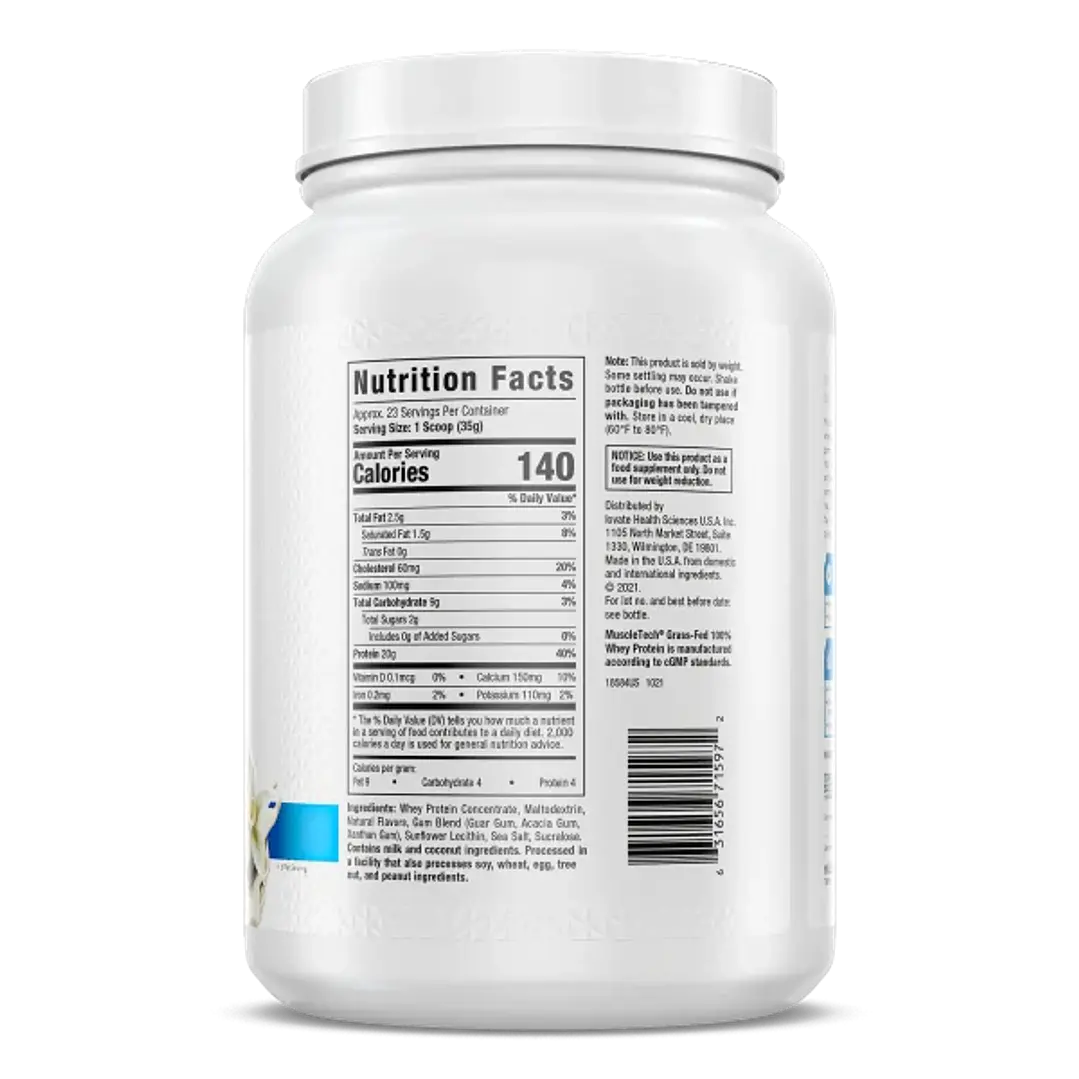 Muscletech Proteina Grass Fed 100% Whey 1.8 Lb Deluxe Vanilla 3