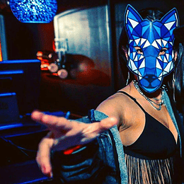 Máscara Led Lobo Azul