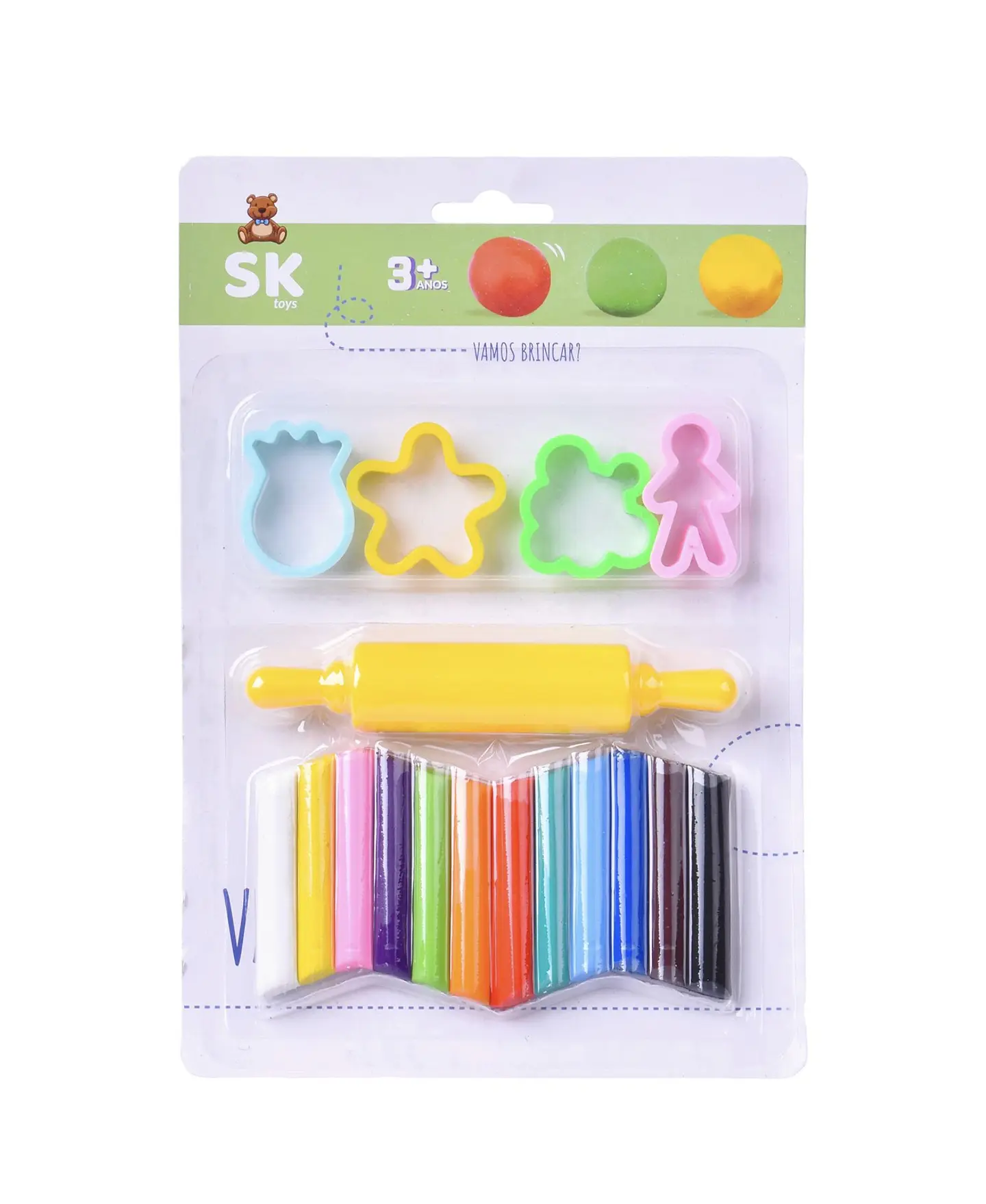 Conjunto 12 cores plasticinas c/moldes - Por reserva 1