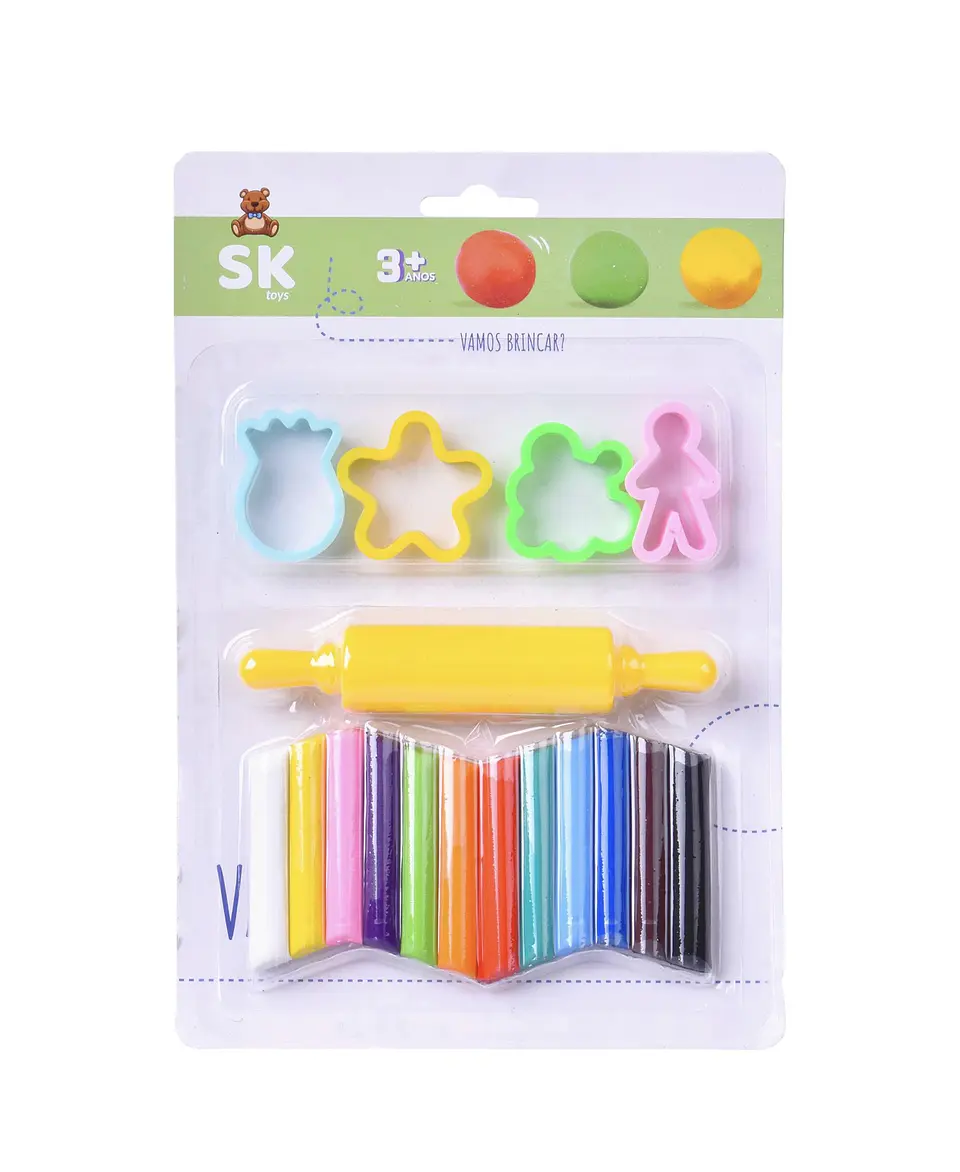 Conjunto 12 cores plasticinas c/moldes - Por reserva 1