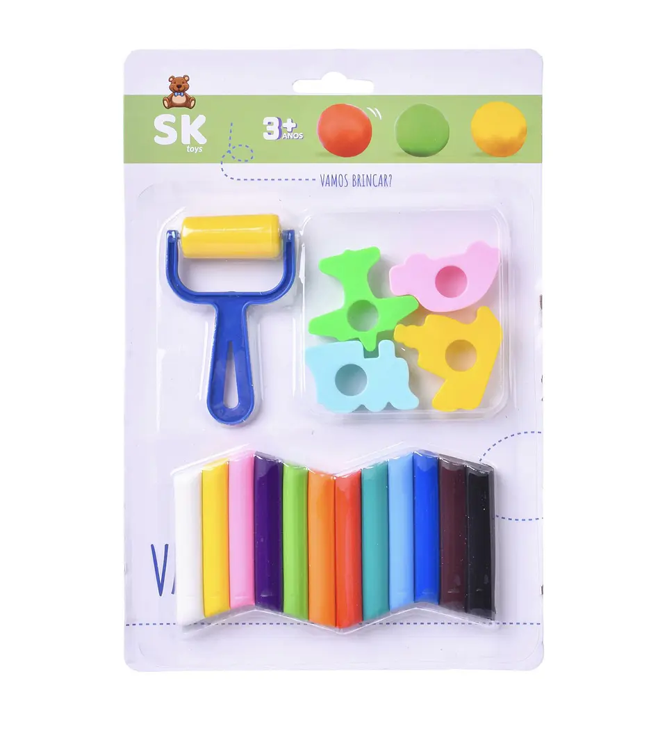 Conjunto 12 cores plasticinas c/moldes - Por reserva 2