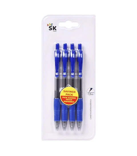 Pack de 4 canetas azuis - Por reserva