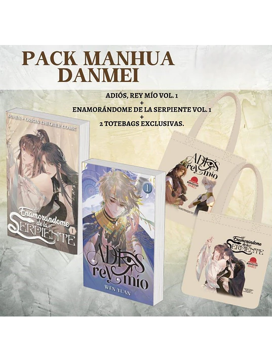 PACK MANHUA DANMEI ADIÓS, REY MÍO 01 + ENAMORÁNDOME DE LA SERPIENTE 01 - MONOGATARI NOVELS 1