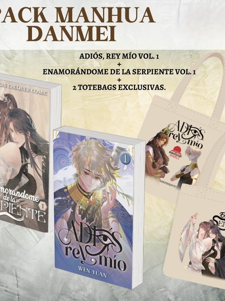 PACK MANHUA DANMEI ADIÓS, REY MÍO 01 + ENAMORÁNDOME DE LA SERPIENTE 01 - MONOGATARI NOVELS 1