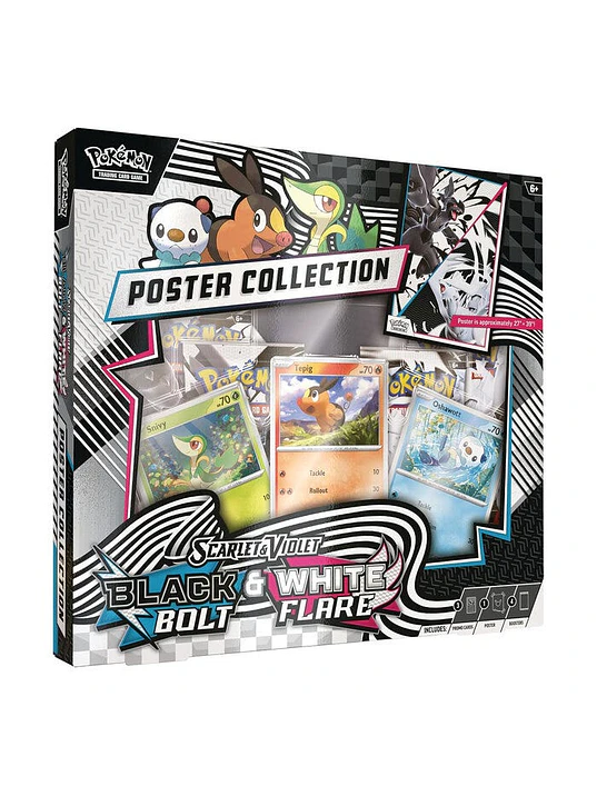 POKEMON SCARLET & VIOLET 10.5 COLECCION CON POSTER FULGOR NEGRO Y LLAMA BLANCA 1