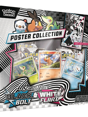 POKEMON SCARLET & VIOLET 10.5 COLECCION CON POSTER FULGOR NEGRO Y LLAMA BLANCA
