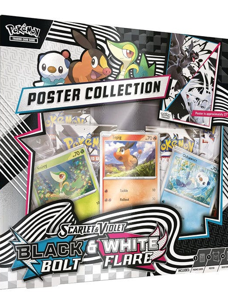 POKEMON SCARLET & VIOLET 10.5 COLECCION CON POSTER FULGOR NEGRO Y LLAMA BLANCA 1