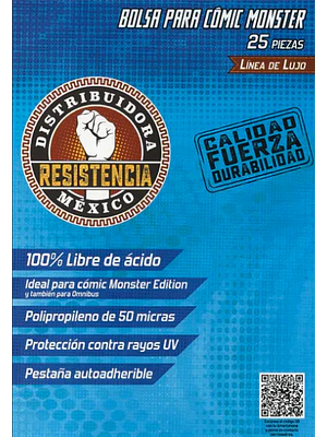 BOLSA PARA COMIC MONSTER 25 PIEZAS LINEA DE LUJO