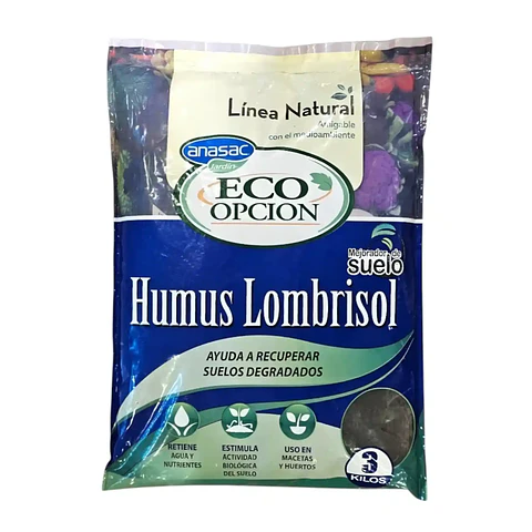 Humus Lombrisol 3kg Anasac | Fertilizante orgánico natural