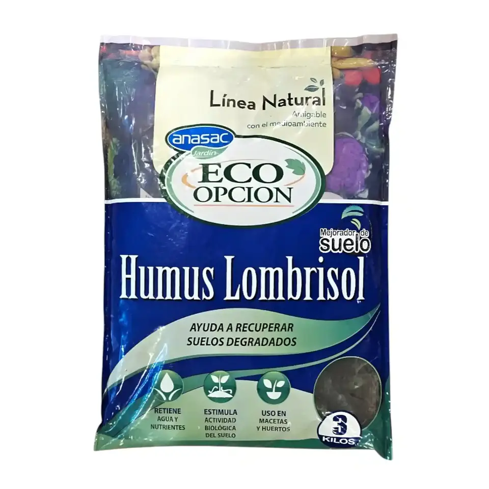 Humus Lombrisol 3kg Anasac | Fertilizante orgánico natural 1