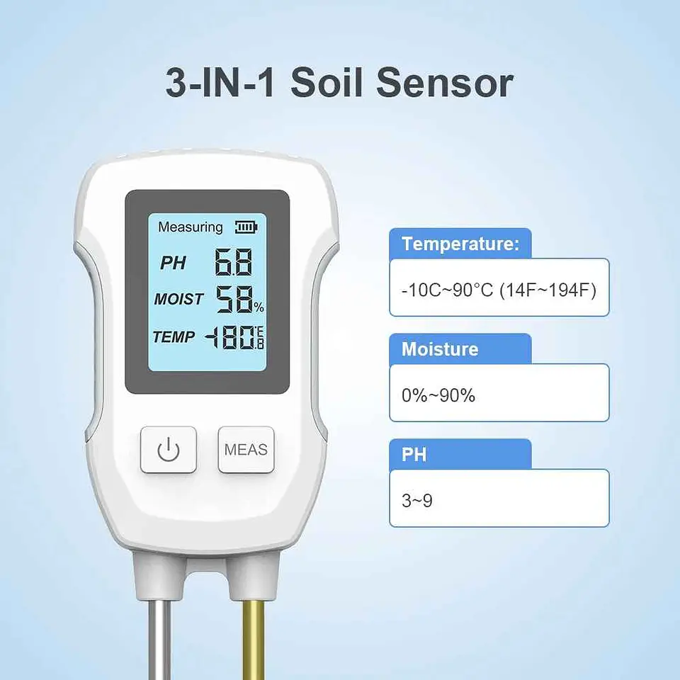 Medidor digital de suelo | pH, humedad y temperatura 3