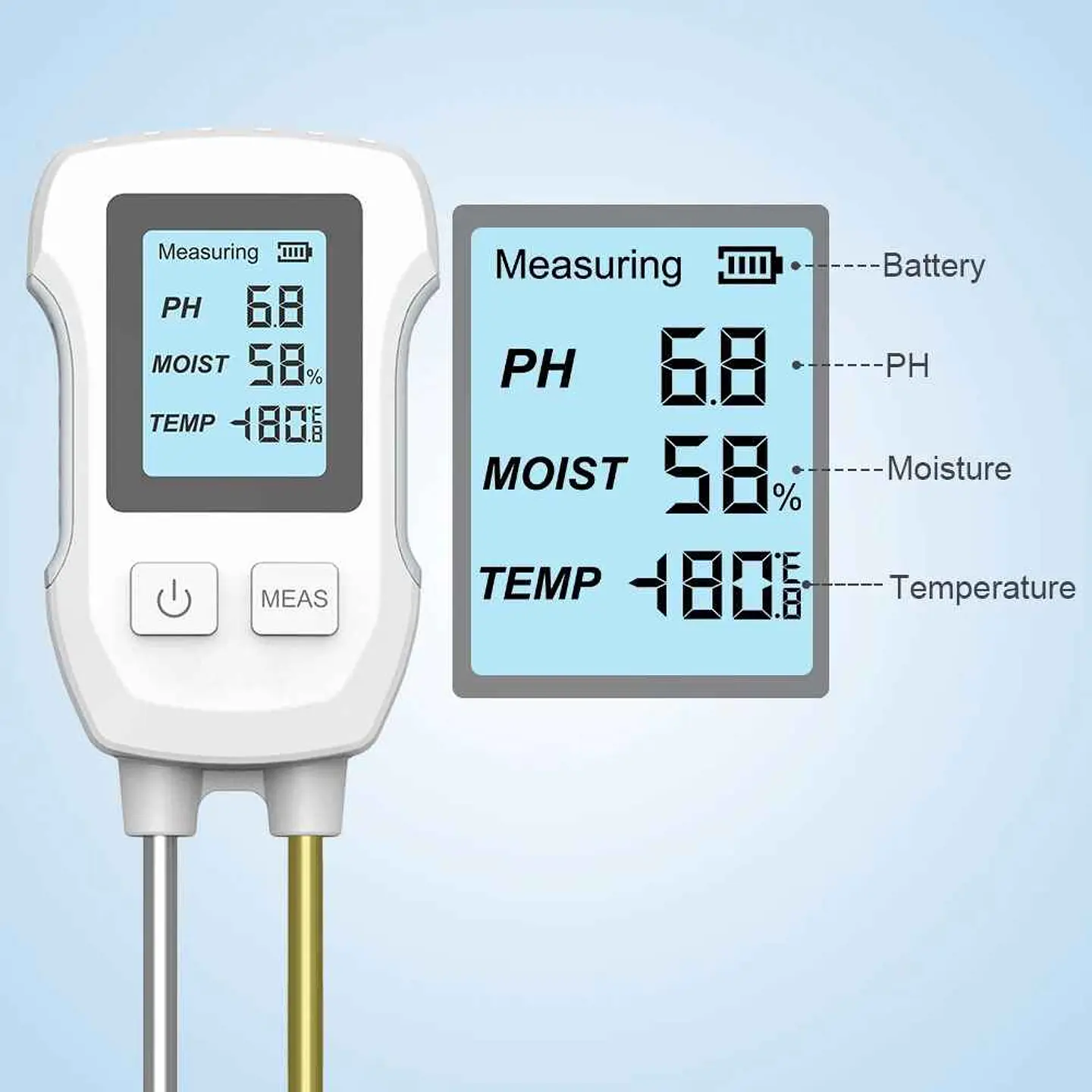 Medidor digital de suelo | pH, humedad y temperatura 2