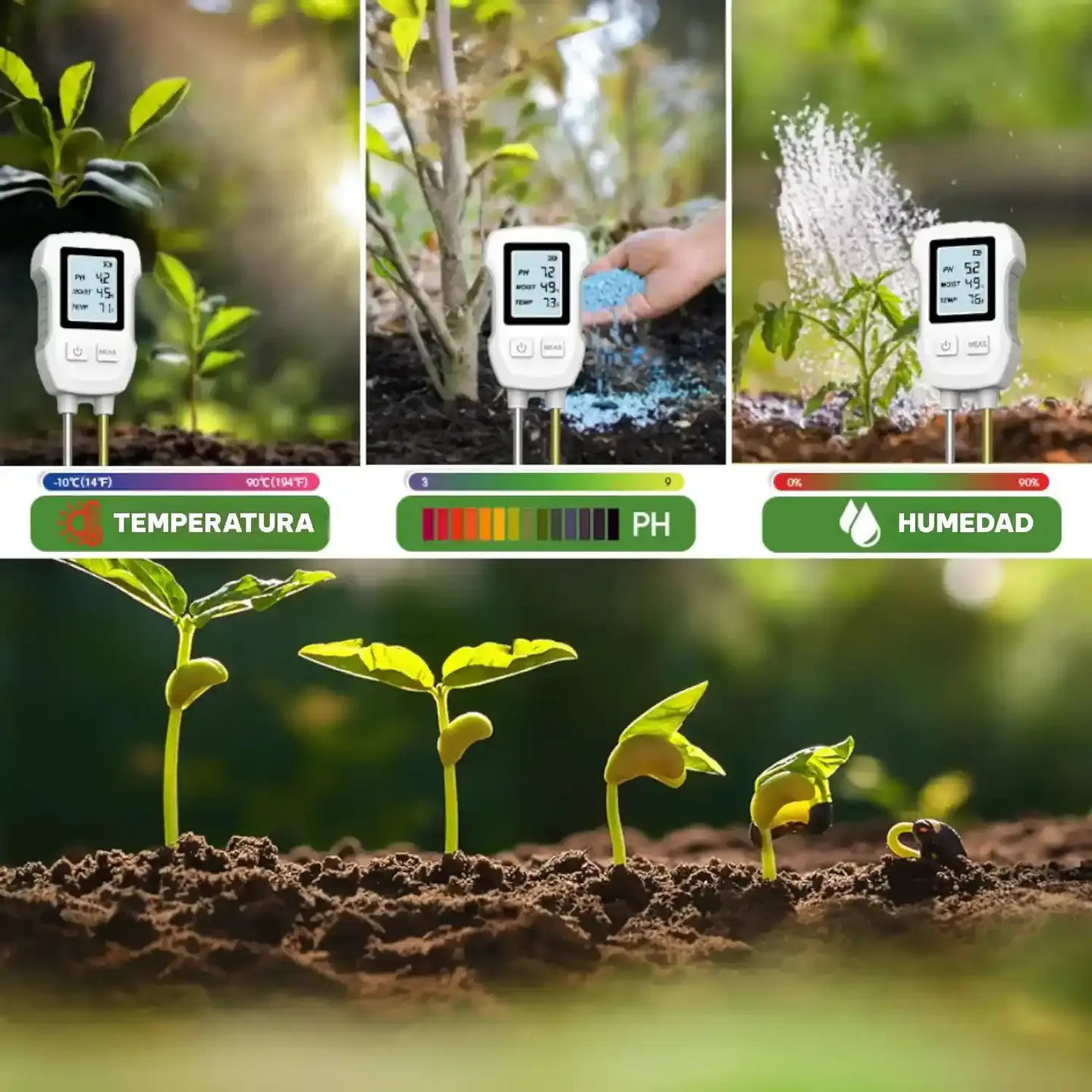 Medidor digital de suelo | pH, humedad y temperatura 5