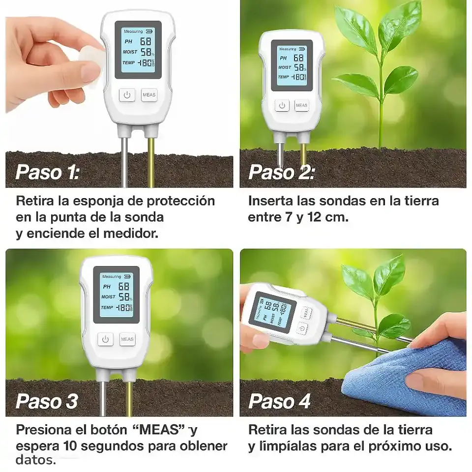 Medidor digital de suelo | pH, humedad y temperatura 6