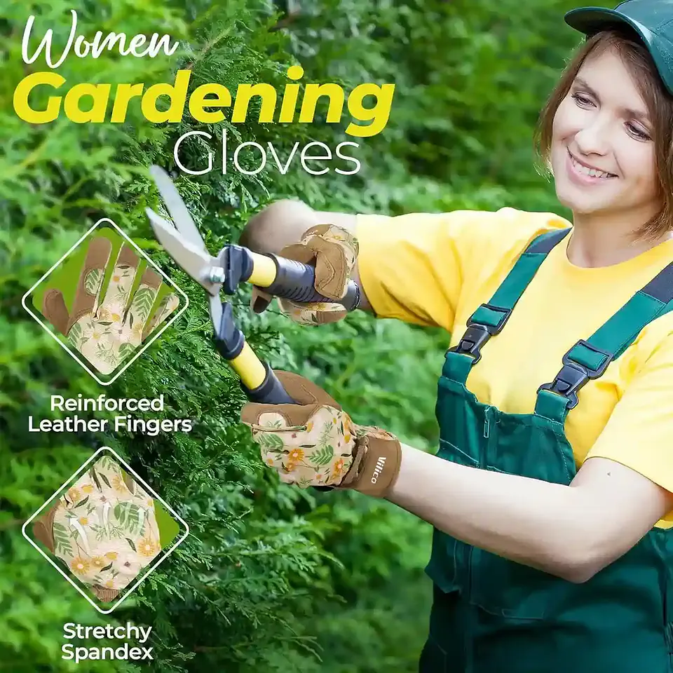 Guantes Jardinería Mujer Cuero | Florales y Resistentes 3