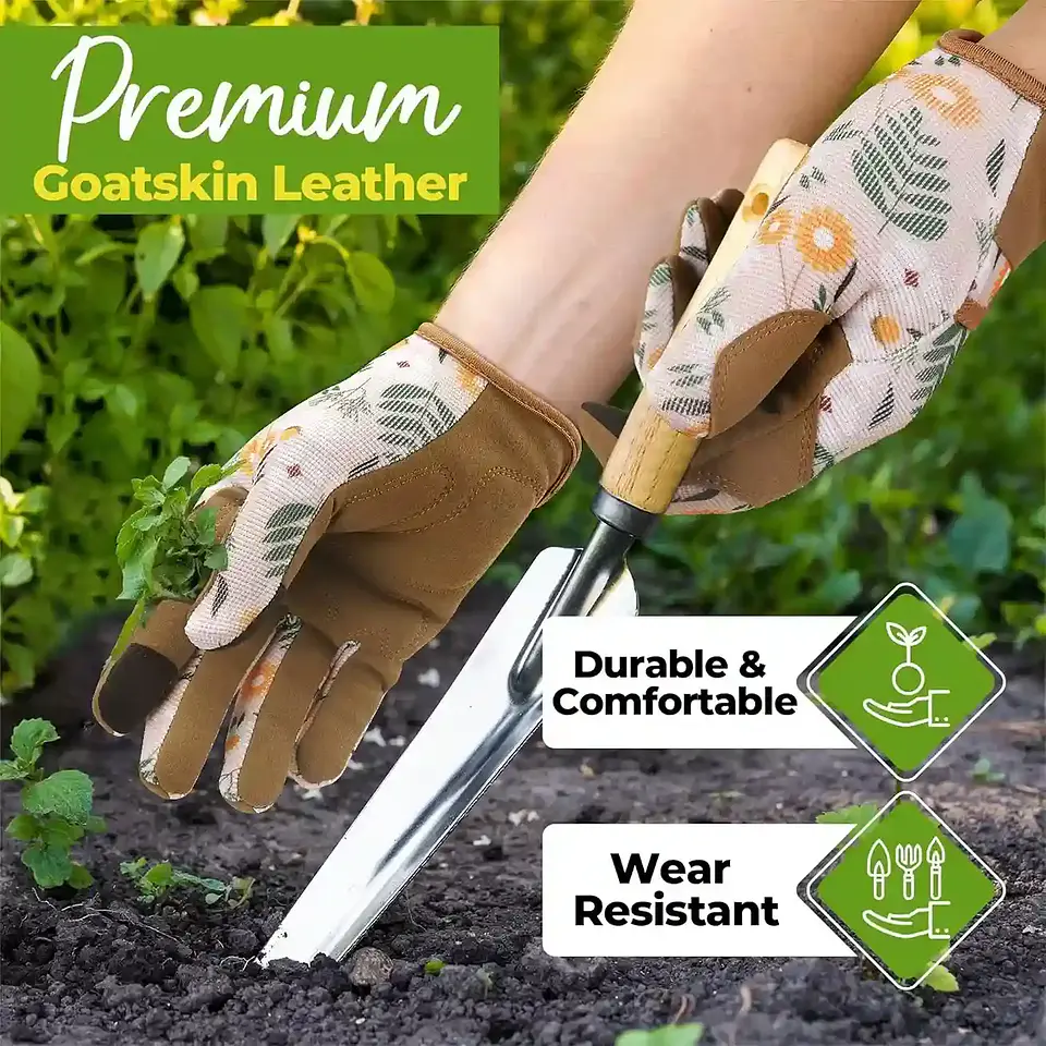 Guantes Jardinería Mujer Cuero | Florales y Resistentes 5
