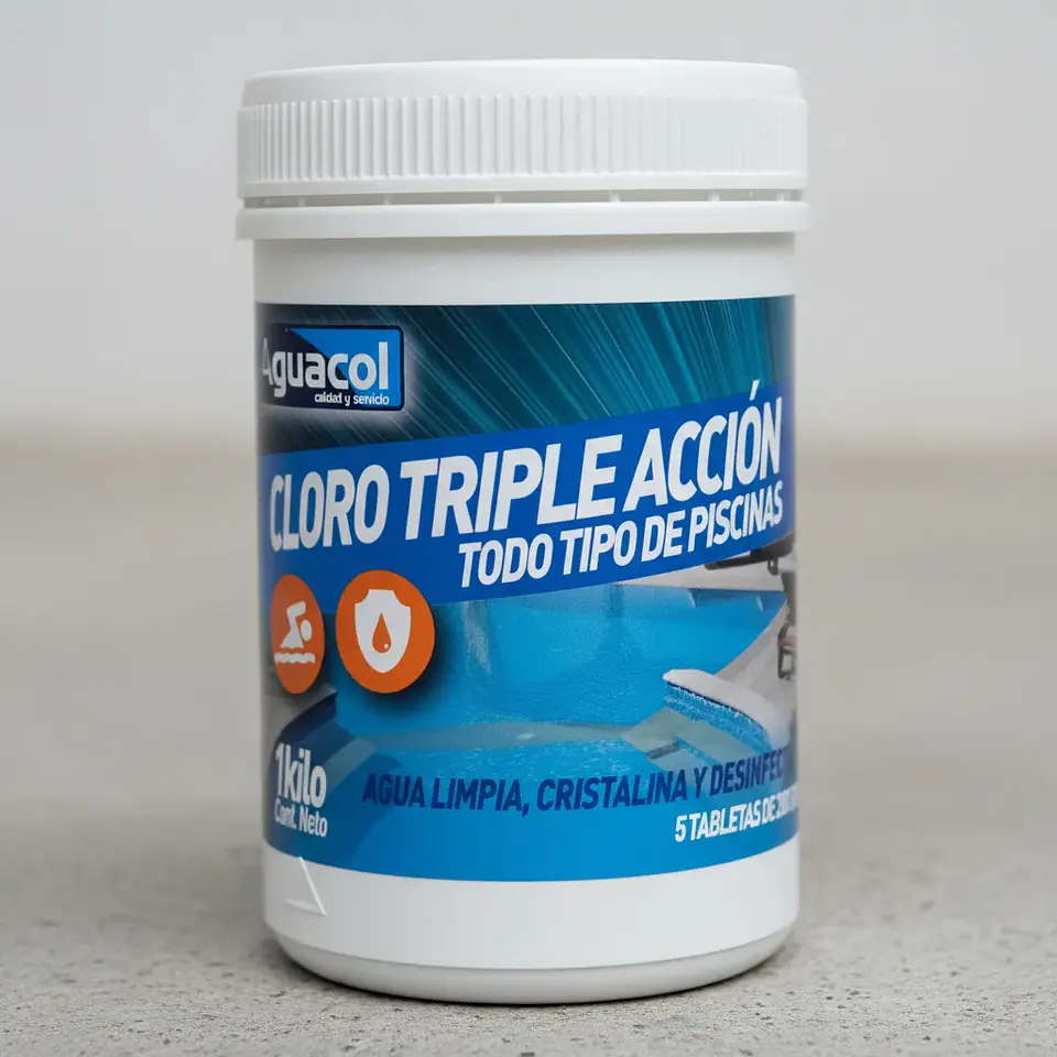 Cloro en Tabletas para Piscina 1 kg Aguacol | Triple Acción 1
