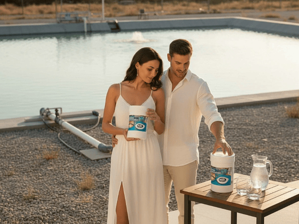 Pastillas cloradoras y decloradoras para plantas de aguas servidas y aguas grises