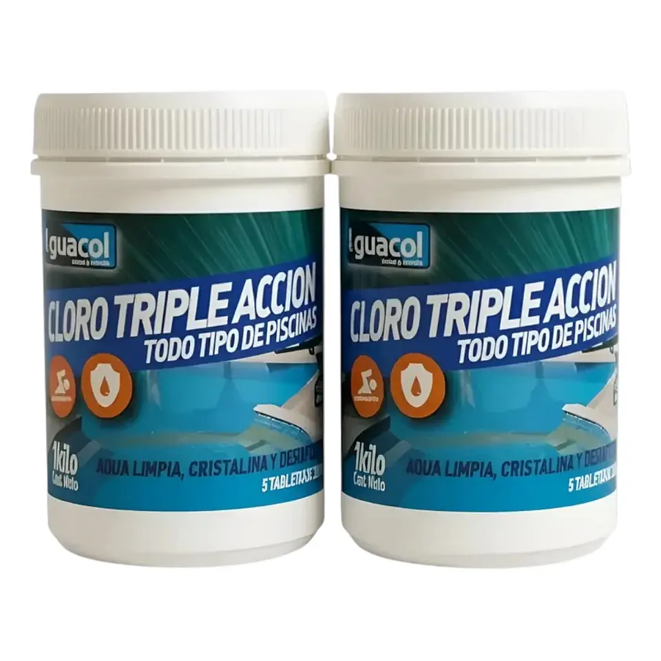 Pack 2 Cloro Tabletas 1 Kg | Aguacol Triple Acción 1