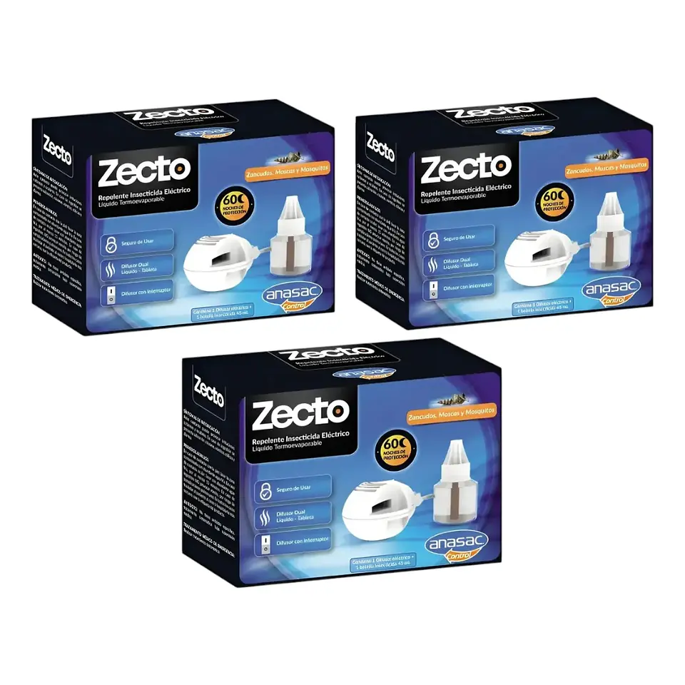 Pack 3 Difusores para Mosquitos y Zancudos | Zecto Anasac 1