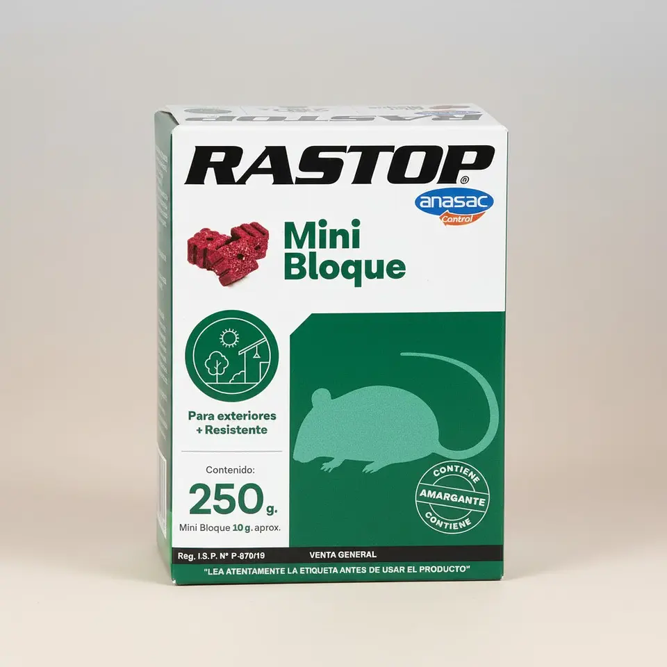 Rastop Mini Bloque 250 g Anasac | Rodenticida para Ratas y Ratones 3