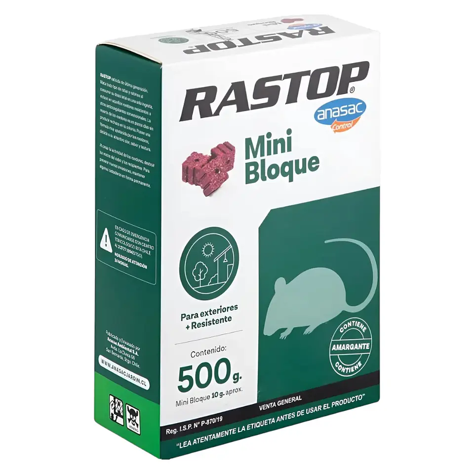 Rastop Mini Bloque 500 g Anasac | Rodenticida para Ratas y Ratones 4