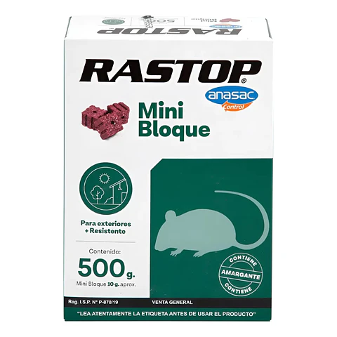 Rastop Mini Bloque 500 g Anasac | Rodenticida para Ratas y Ratones