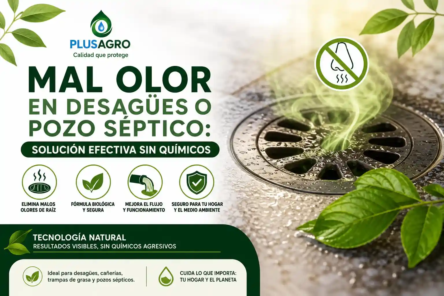 Mal olor en desagües o pozo séptico: solución efectiva sin químicos