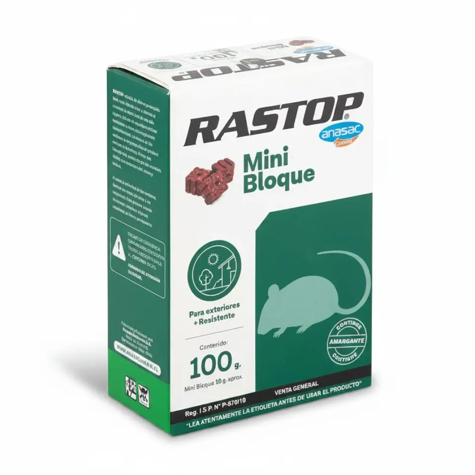 Rastop Mini Bloque 100 g Anasac | Rodenticida para Ratas y Ratones 1