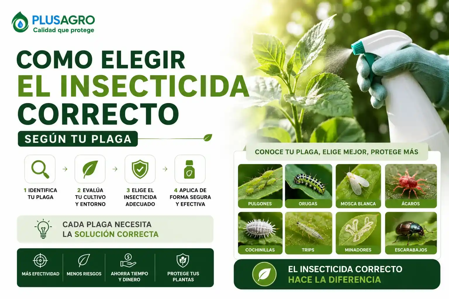 Cómo elegir el insecticida correcto según tu plaga