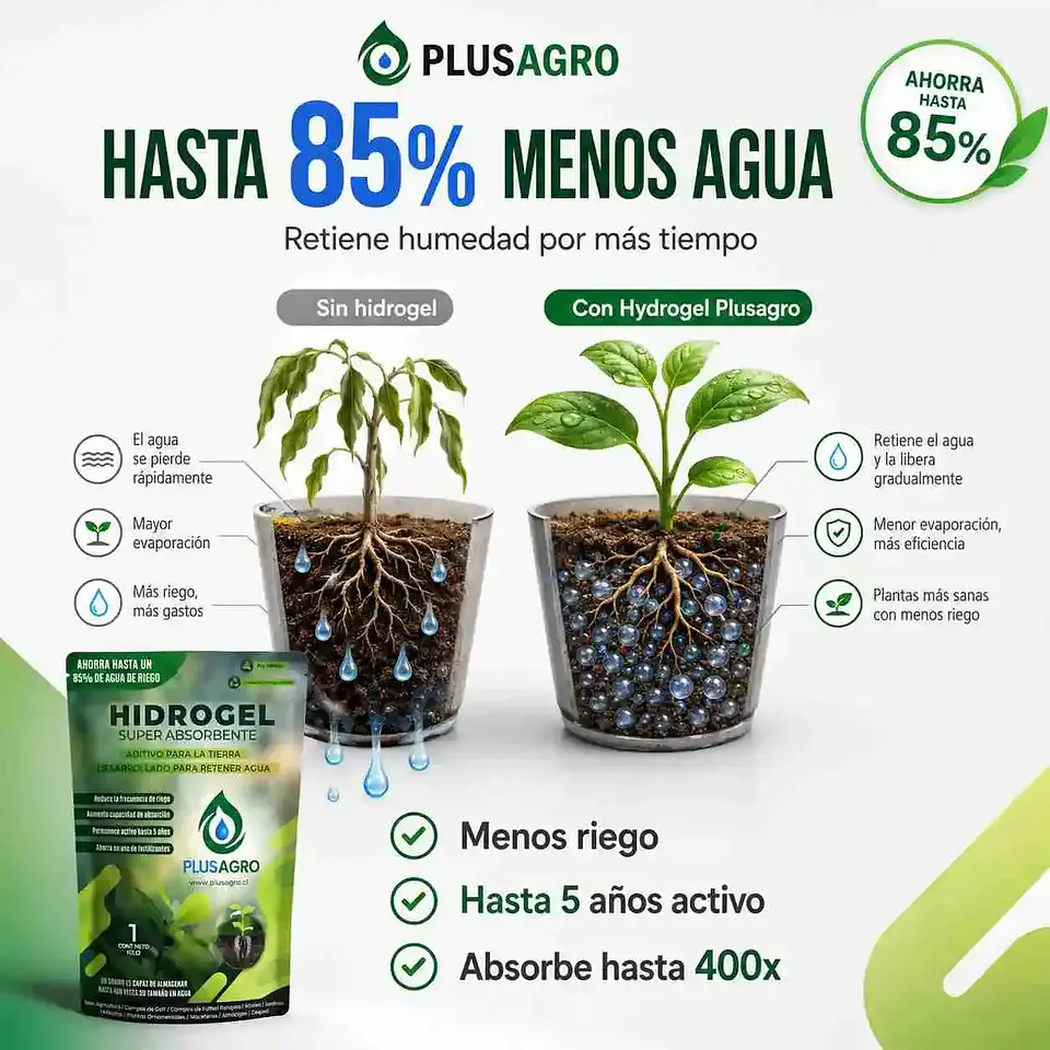 Hidrogel Plusagro 1 Kg | Ahorra Hasta 85% de Agua 2