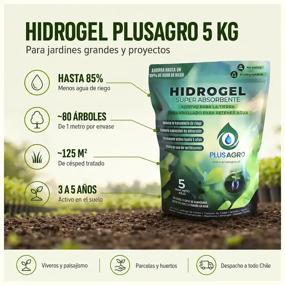 Hidrogel Plusagro 5 Kg | Ahorra Hasta 85% de Agua de Riego 4