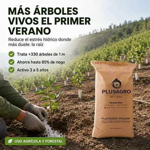 Hidrogel Plusagro 20 Kg | Uso Agrícola y Forestal