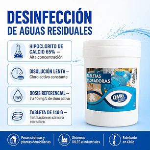 Tabletas Cloradoras QMG Water 8 Unidades | Desinfección de Aguas