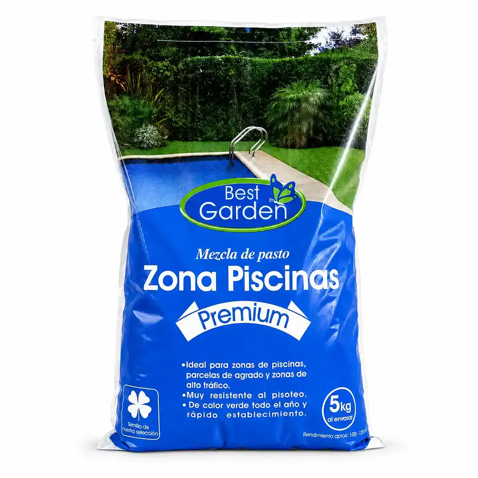 Semilla de Césped Zona Piscina 5 Kg Best Garden | Mezcla Premium Resistente al Pisoteo 1