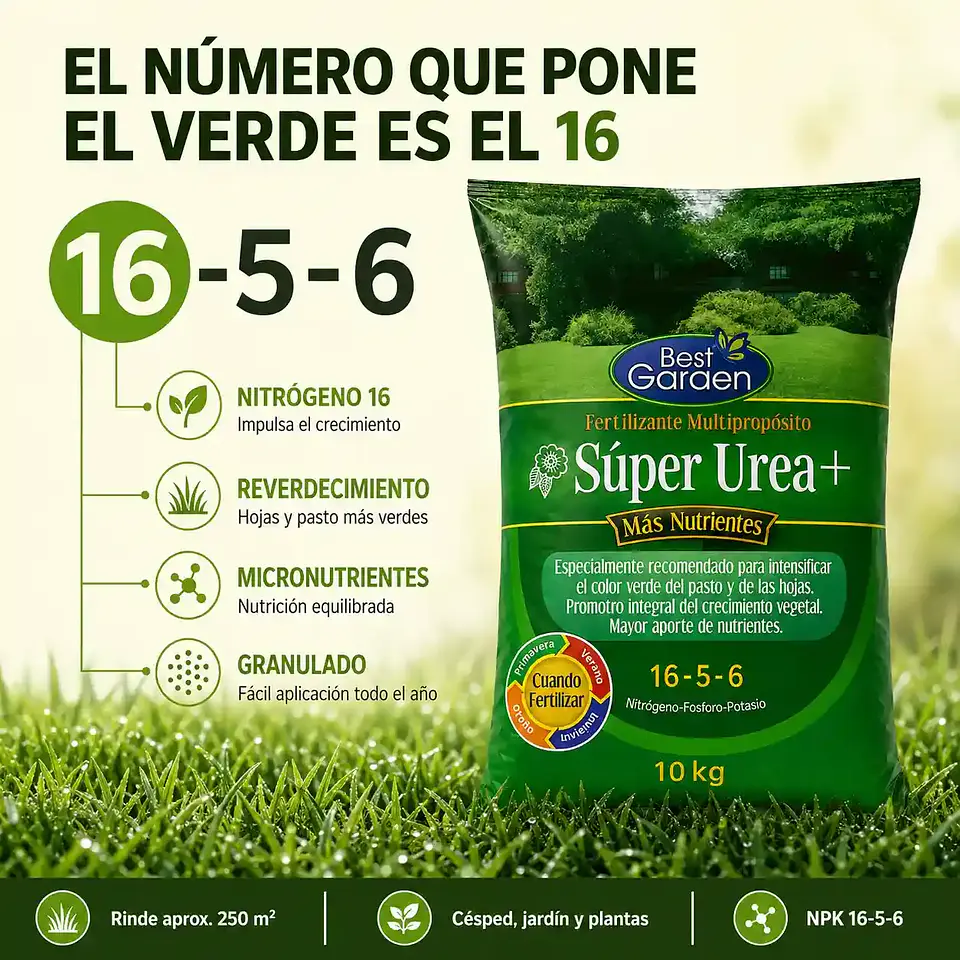 Super Urea+ 10 Kg | Fertilizante Granulado NPK 16-5-6 para Crecimiento y Verdor 3