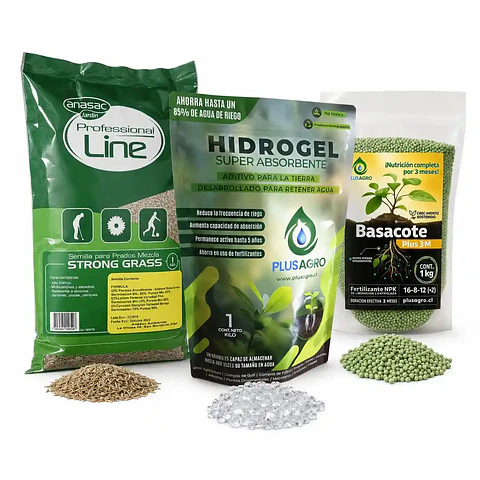 Kit Césped Nuevo de Primavera | Semilla Strong Grass + Basacote + Hidrogel