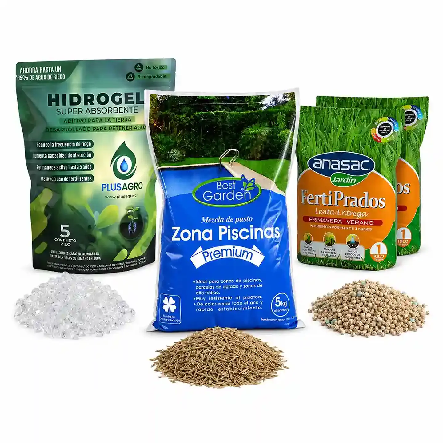Kit Césped Zona Piscina | Semilla + Hidrogel + Fertilizante para Gran Superficie 1