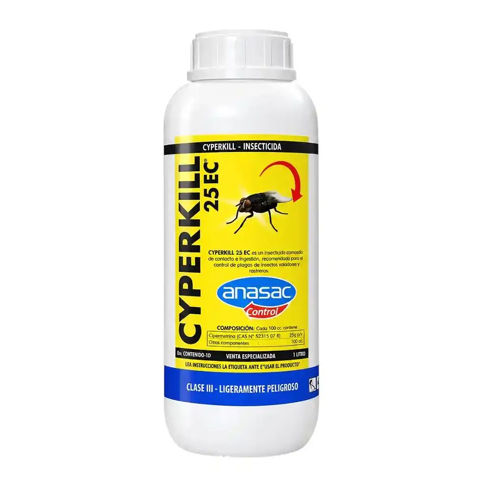 Insecticida Cyperkill 25 EC 1 L Anasac | Moscas, Cucarachas, Arañas y Pulgas 1