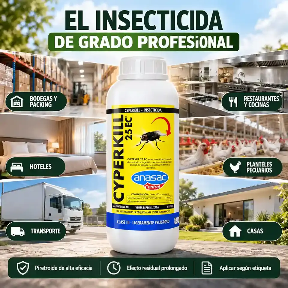 Insecticida Cyperkill 25 EC 1 L Anasac | Moscas, Cucarachas, Arañas y Pulgas 3