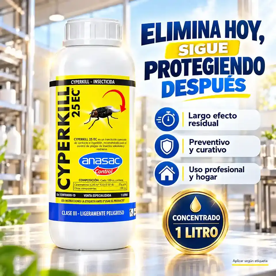 Insecticida Cyperkill 25 EC 1 L Anasac | Moscas, Cucarachas, Arañas y Pulgas 4