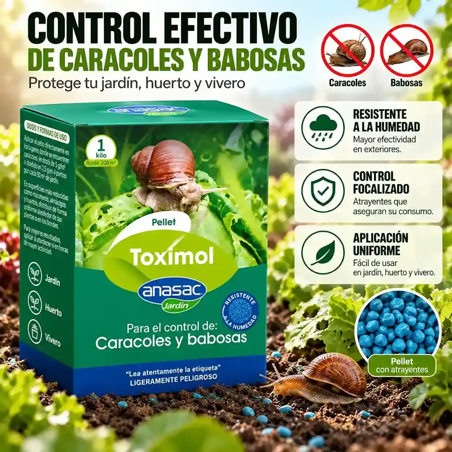 Toximol Pellet 1 kg Anasac | Control de Caracoles y Babosas 3