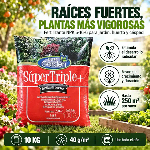 Super Triple+ NPK 10 kg Best Garden | Fertilizante Granulado NPK 5-16-6