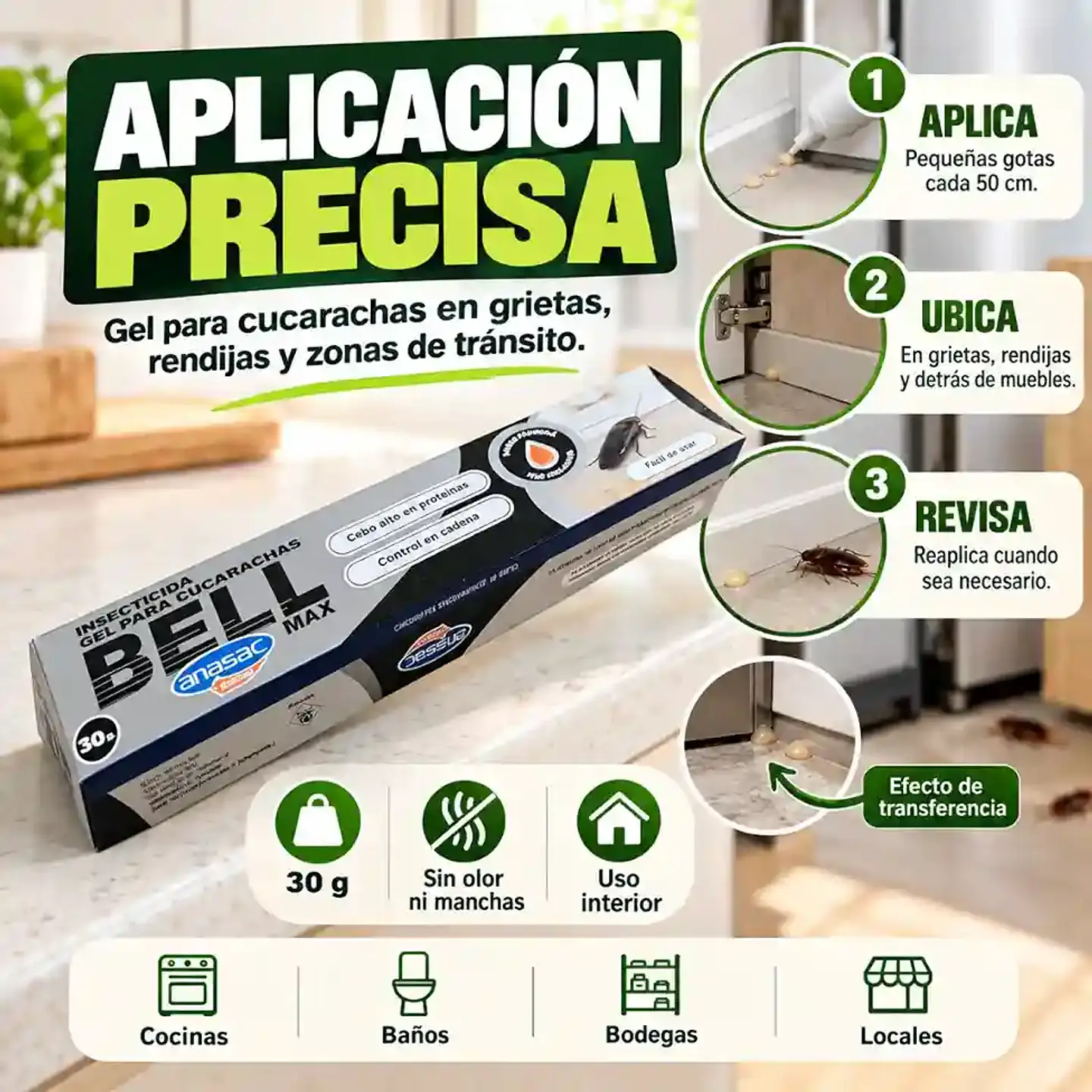 Veneno para Cucarachas en Gel 30 g | Anasac Profesional 3