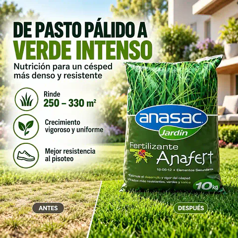 Fertilizante Césped 10 kg Anasac | Verde y Resistente